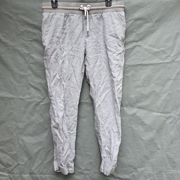Athleta Bali Linen‎ Ankle Pants Silver Gray Size 12 175799-04 Lightweight Casual - Picture 1 of 5